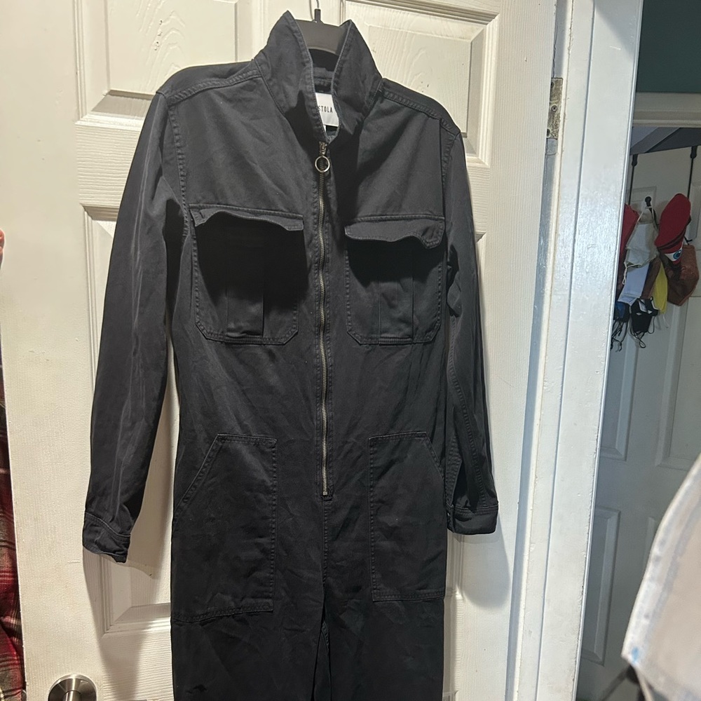 Pistola Olivia Long Sleeve Relaxed Jumpsuit W/ Exposed Zip - FADE TO BLACK